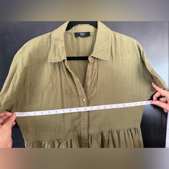ABLE dress, green button down, 100% cotton, size medium - Picture 5 of 5